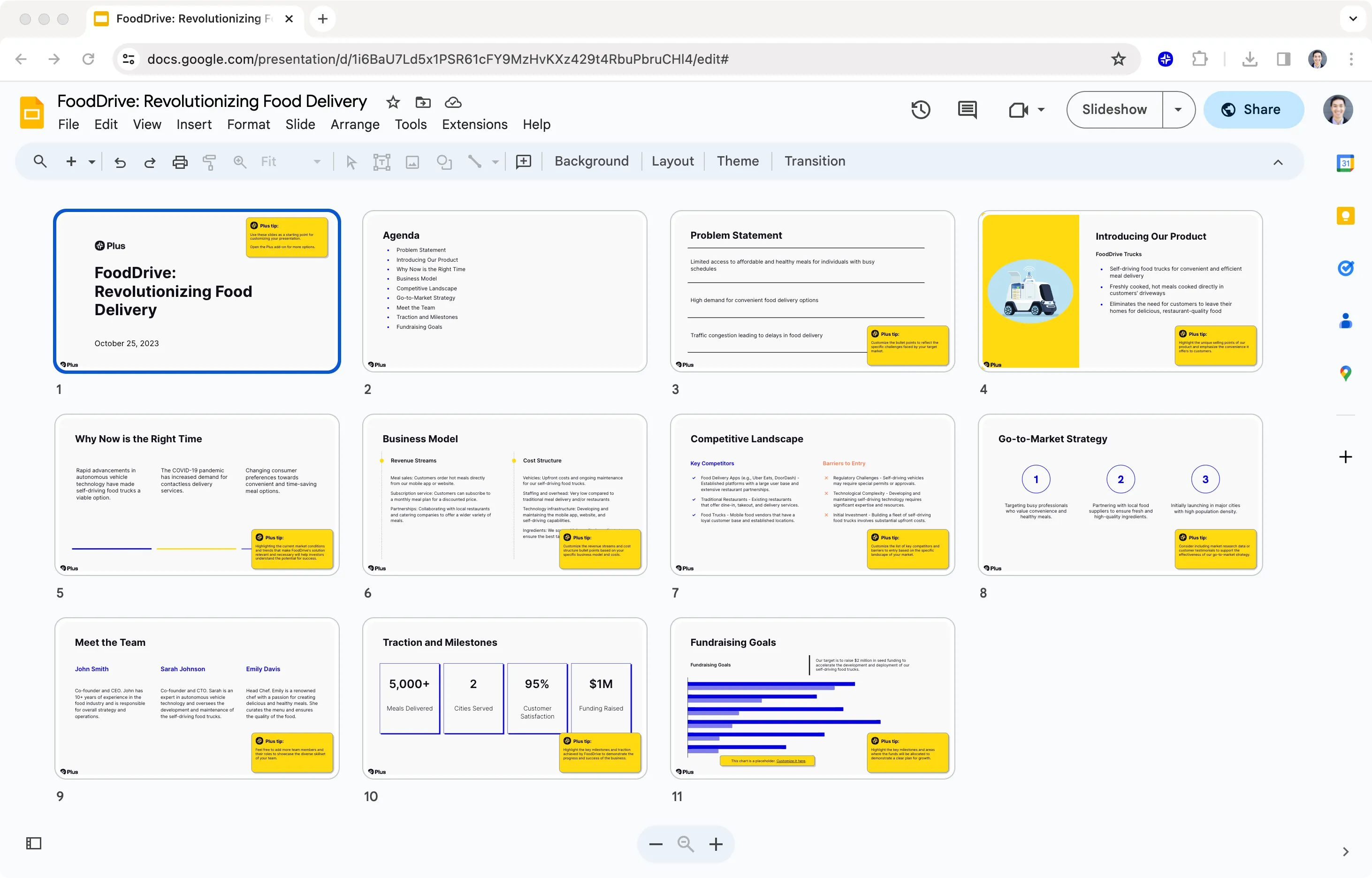 Free pitch deck creator from Plus AI